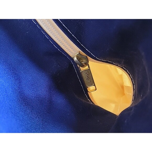 LL BEAN Boat and Tote USA Large Canvas Bag Blue Straps Classic 17" x 13" x 7" - Picture 10 of 14